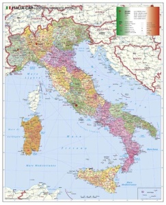 Карта Италии с почтовыми индексами (по квадратам). 1*1,5 м