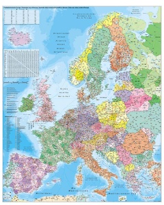 Карта Европы настенная по квадратам с дорогами (вертикальная). 1*1,5 м