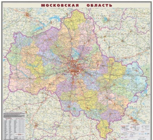 Карта Московская область. 1,01х1,11 м