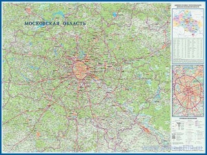 Карта Московская область. 1,7х1,2 м.
