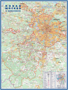 Карта Новая Москва и окрестности. 1,18х1,58 м
